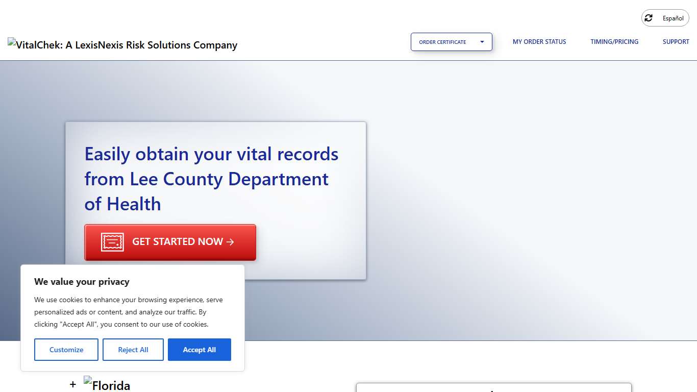 Lee County Department of Health (FL) | Order Certificates - VitalChek